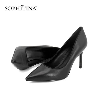 

SOPHITINA Brand Shoes Woman Black Elegant Sheepskin Leather Handmade Pointed Toe Thin Heels Party Job Office Lady Pumps SC47
