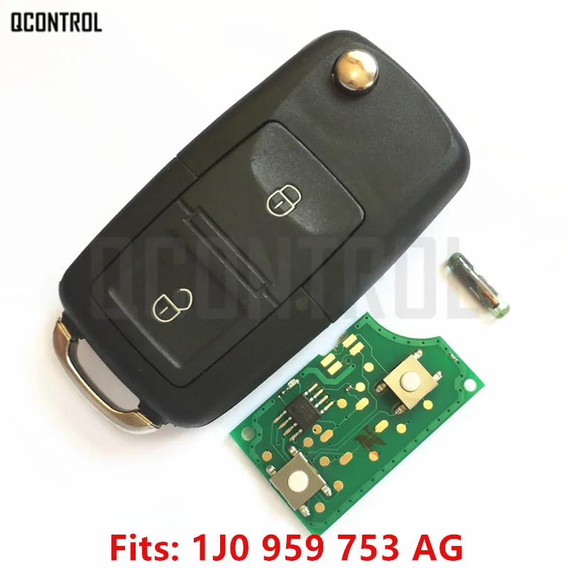 QCONTROL дистанционного ключа с чипом для VW/VOLKSWAGEN Beetle Bora Golf Passat транспортер поло T5 1J0959753AG/5FA008399-00