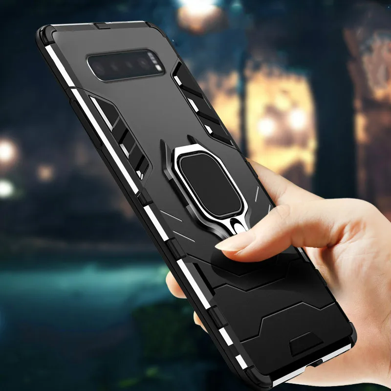 

2 in 1 Hybrid Armor Phone Case for Samsung S10 Plus Note 10 Pro Magnetic Ring Holder Stand Cover for Samsung S10 Lite Note 10