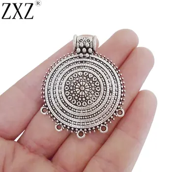 

ZXZ 5pcs Tribal Multi Strand Round Charms Pendants Connectors For Necklace Jewelry Making Findings 48x39mm