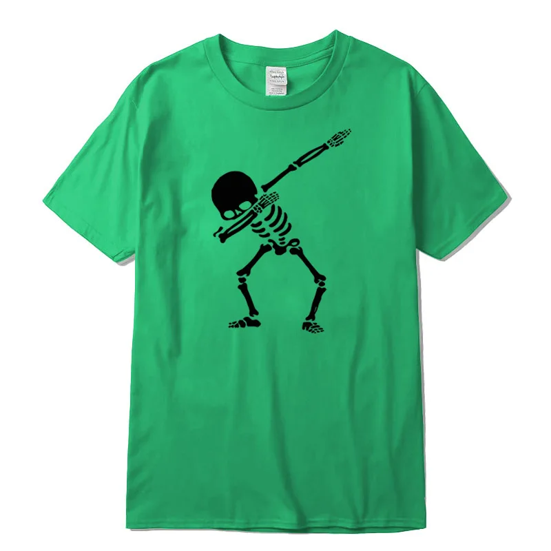 Хлопок, высокое качество, Мужская футболка с коротким рукавом и принтом черепа, повседневная Летняя мужская футболка с круглым вырезом - Цвет: Green