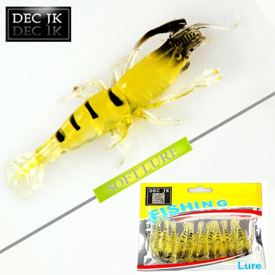 12PCS Artificial Shrimp Fishing Bait Sabiki Crank Baits Soft Silicone Fake Lures Slow Sinking Plug Worm Suit For Fishing Lure Set (8)