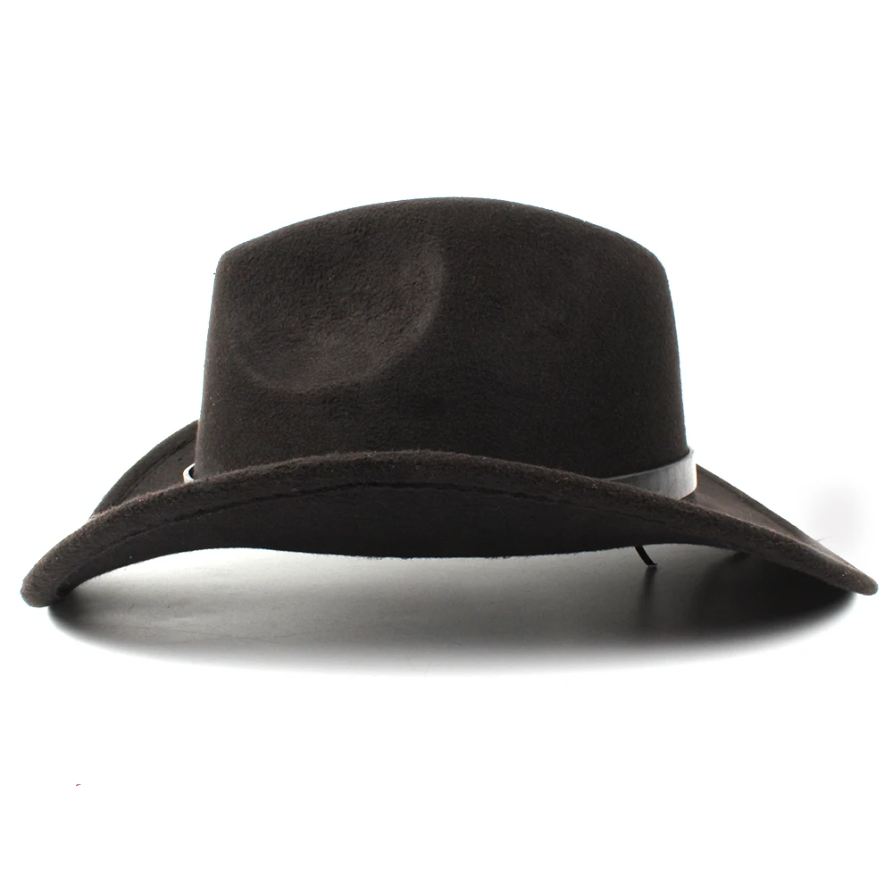 Для женщин Для мужчин шерстяной фетр западная ковбойская шляпа с свернутый широкий джазования с полями ковбойские шляпы сомбреро Sie окружности головы 56-58 R18
