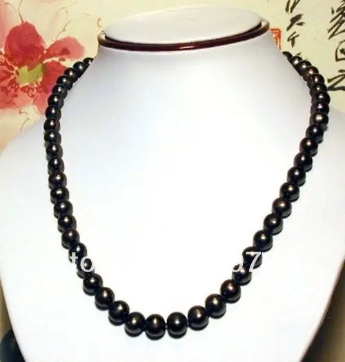 

Jewelry 002520 7.0-8.0 mm Black Pearl Princess Necklace-14KGP clasp