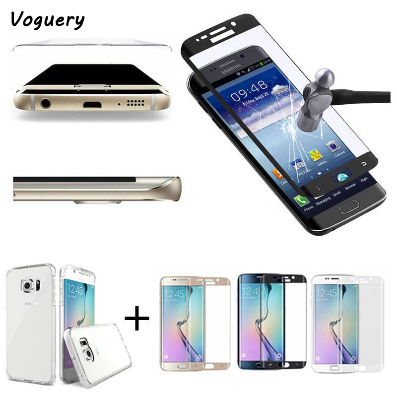 Screen Protector for Samsung Galaxy S6 Edge Curved Full Cover Protective Film Guard 9H Premium Tempered Glass | Мобильные телефоны