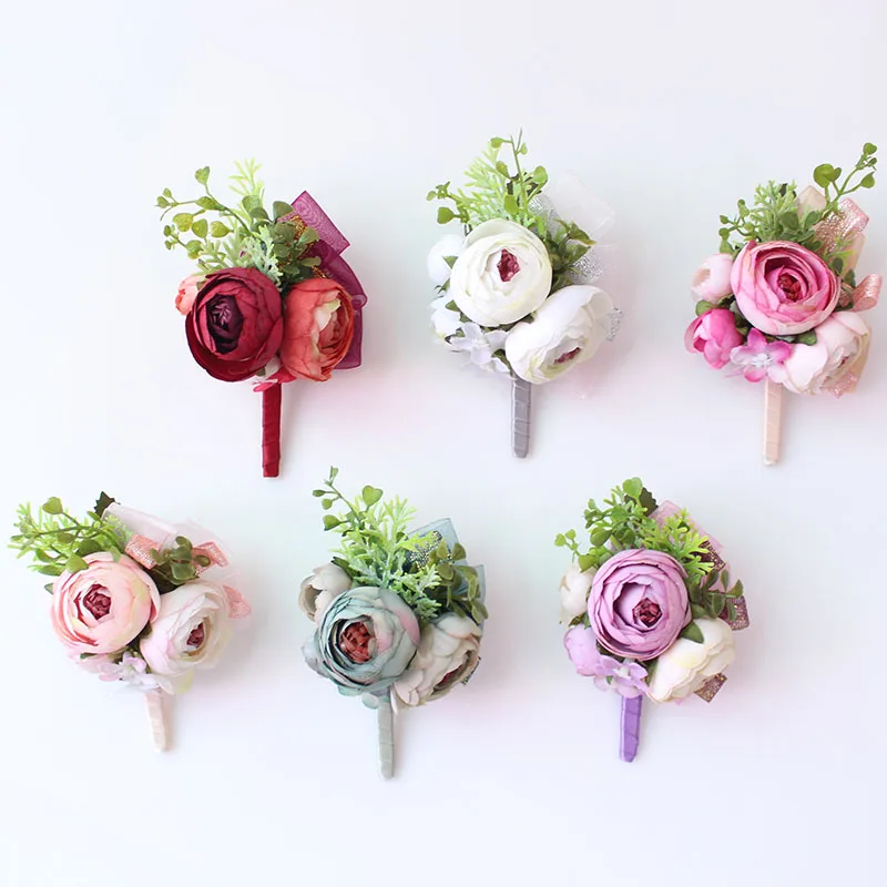 Wedding Corsages and Boutonnieres men groom artificial flowers  (12)