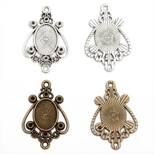 20 pcs Antique Bronze Antigo Pingente de Prata Bases Em Branco Cabochão Base de dados de Configuração Pingente para 10x14mm Cabochão Cameo DIY Colar