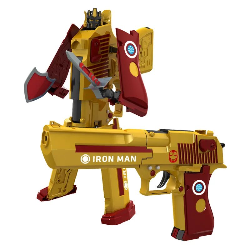 

Fashion Kids Robot Toy Deformation Music Sound Gun Toy Robot ABS Plastic & Alloy Model Action Figure Toy for Children
