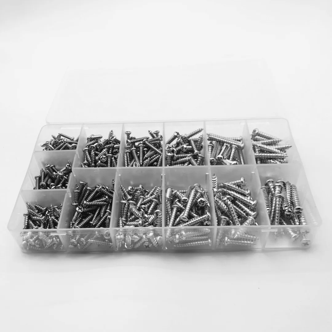 

550pcs Self Tapping Screws High Strength Pan Head Screws Sheet Metal Metric Self Tapping Screw Assorted Size Screws Zinc Set
