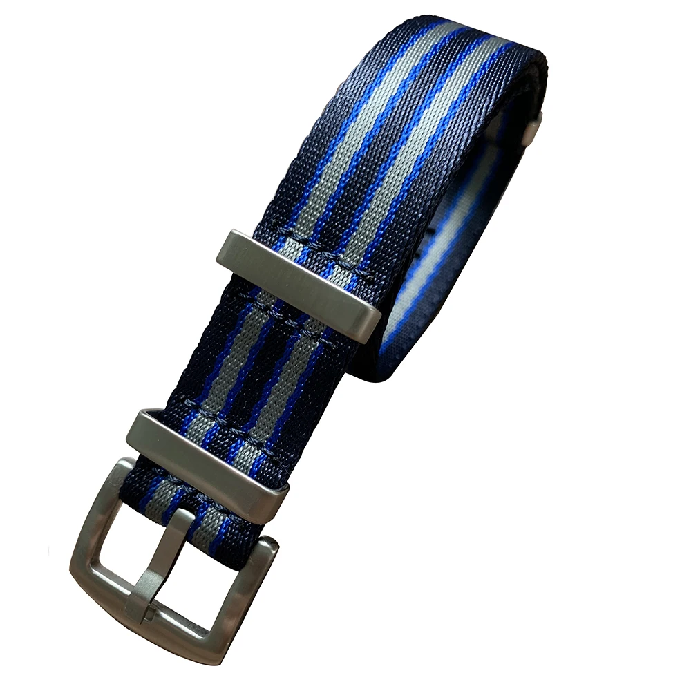 Premium Black Blue Grey Color Seatbelt Nylon Nato Watch Band Straps