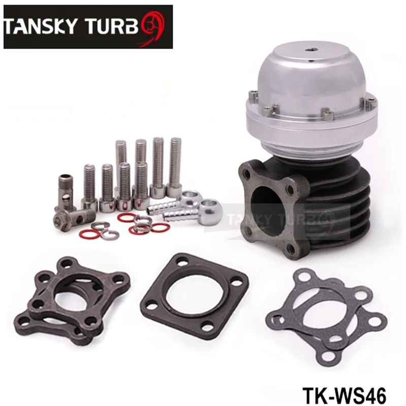 TANSKY - SILVER 44mm/46mm External Turbo Manifold Cast Steel Wastegate Boost Bypass+10-12PSI Spring TK-WS46