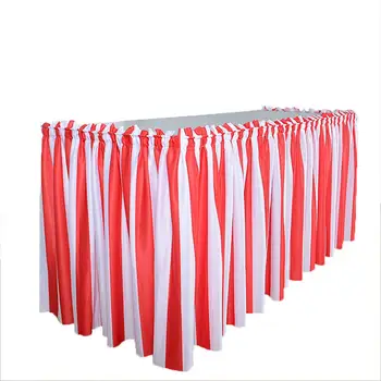 

Adeeing Wedding Birthday Party Red and White Stripes Knitted Table Skirt