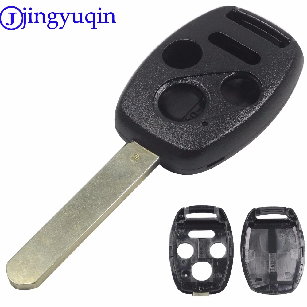 

jingyuqin 4/3+1 Remote Key Case Shell Cover Fob For Honda Insight Ridgeline Accord Civic CRV Pilot Frontal Fit Odyssey With Logo