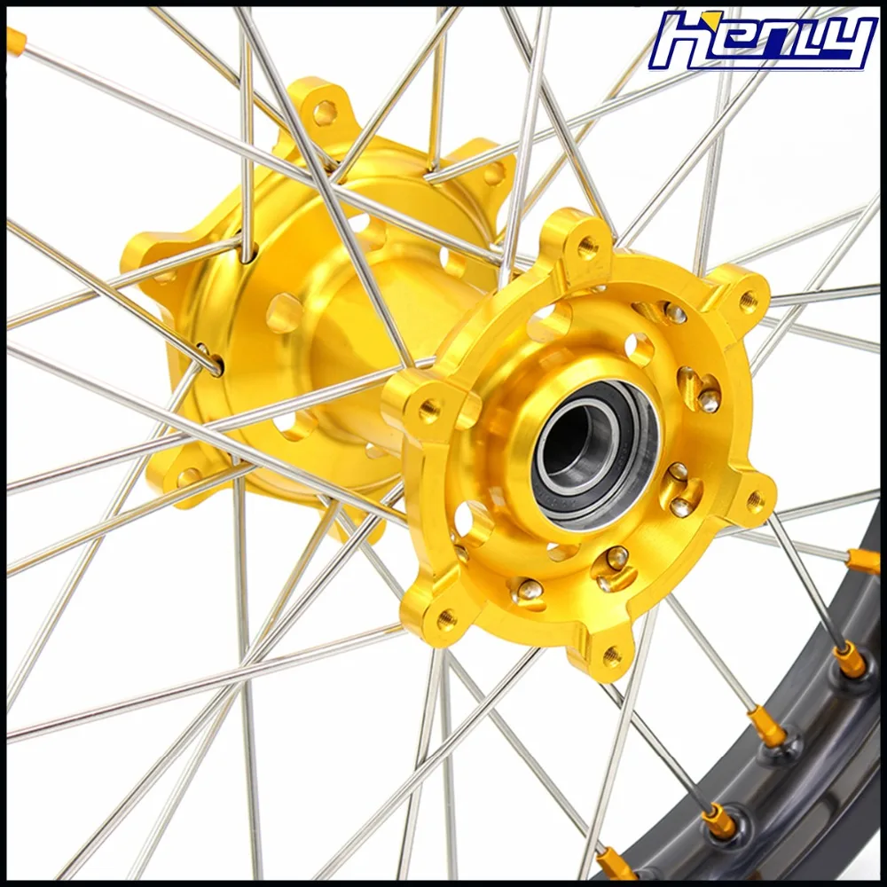 21/1" обода мотоцикла Spoked Enduro колеса Набор для SUZUKI DRZ400 2000-2004 DRZ400S 2000 DRZ400E 2000-07 DRZ400SM 2000-18 золото