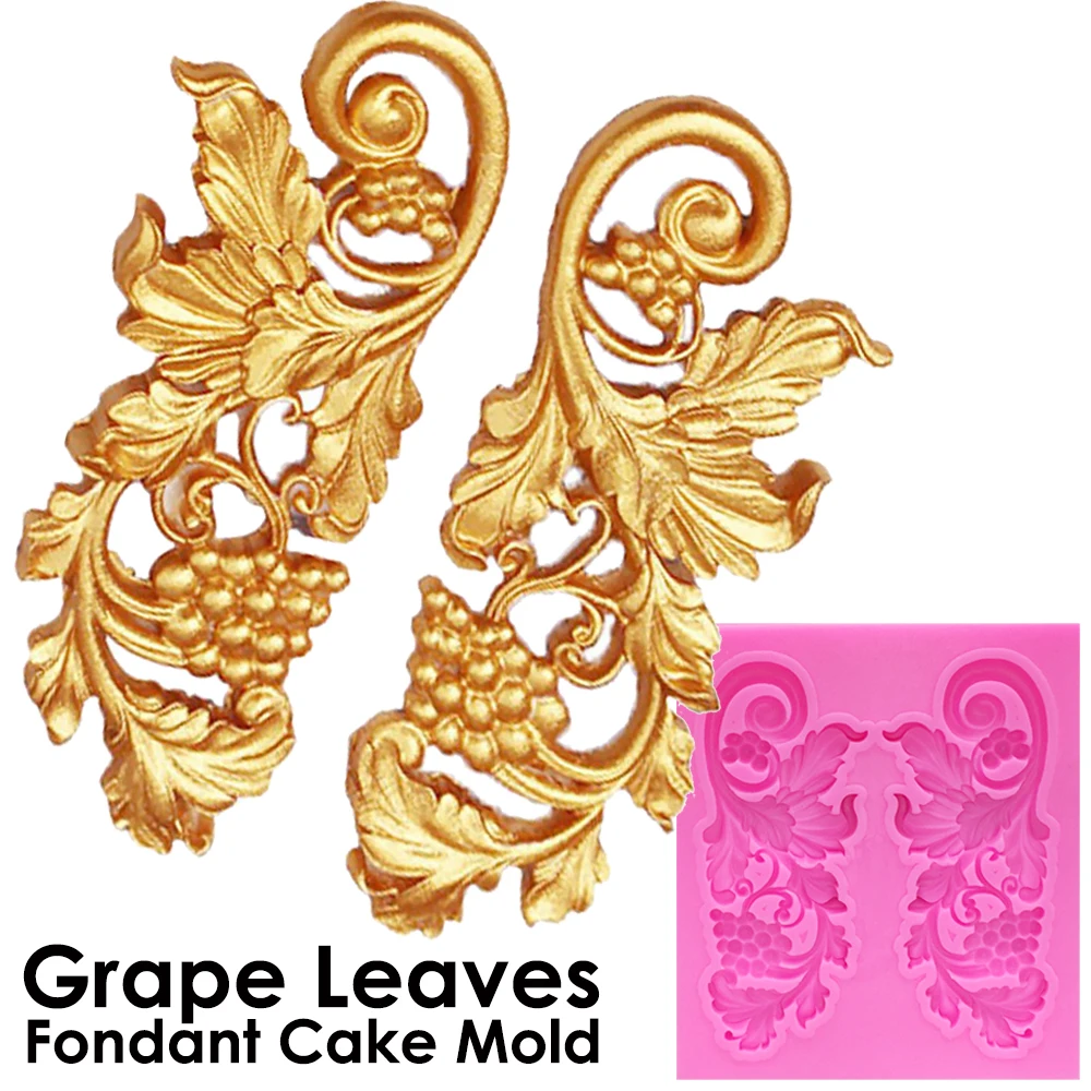 

1PC Silicone Cake Mold Grape Leaves Embossed Pad Biscuits Decorating Lace Mat Fondant Molds Cake Decorating Tools