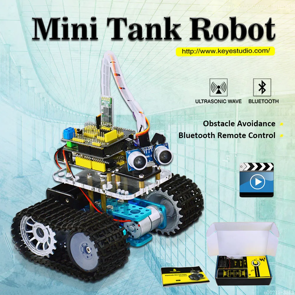 Keyestudio DIY Мини Танк умный робот автомобильный комплект для Arduino робот образования программирования + руководство + PDF (онлайн) + 5 проектов Keyestudio DIY Мини Танк умный робот автомобильный комплект для Arduino робот образования программирования + руководство + PDF (онлайн) + 5 проектов