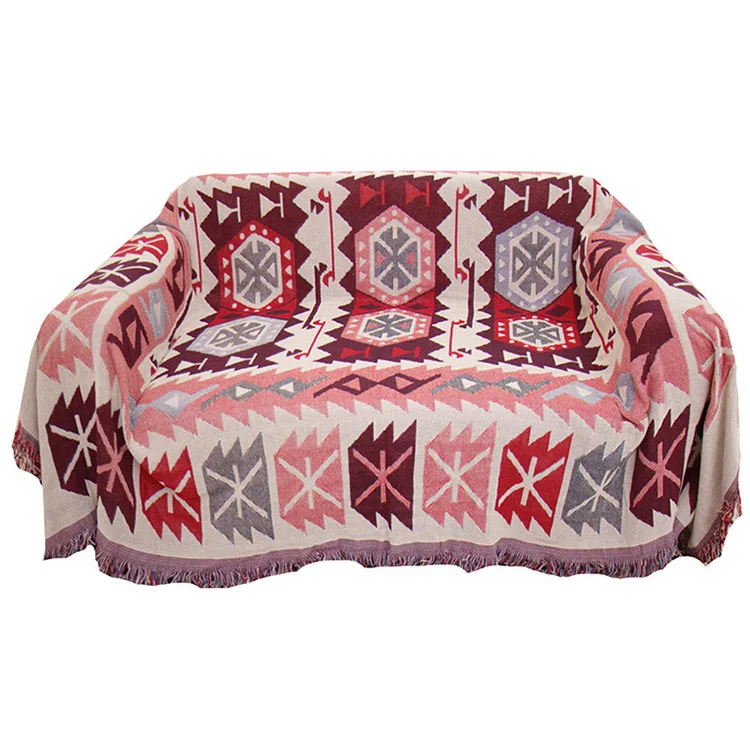 

Boho Sofa Towel Cotton Linen Fabric Jacquard Single Double Sofa Cover Dust Cover Multi-function Blanket