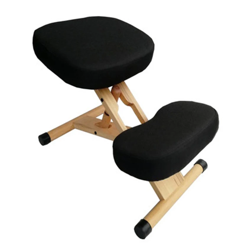 Эргономичный стул на коленях деревянный Офисный Компьютерный стул поддержка осанки мебель эргономичный деревянный стул балансировка тела боль в спине - Цвет: Black-Cotton Cloth