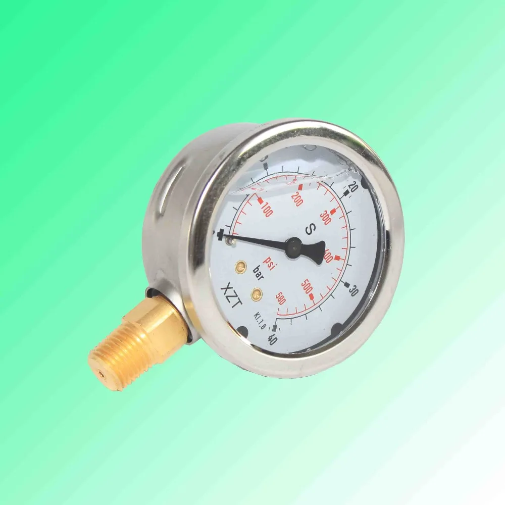 XZT Hydraulic Pressure Gauge 40BAR/600PSI (NPT1/4) 63mm Base Entryin