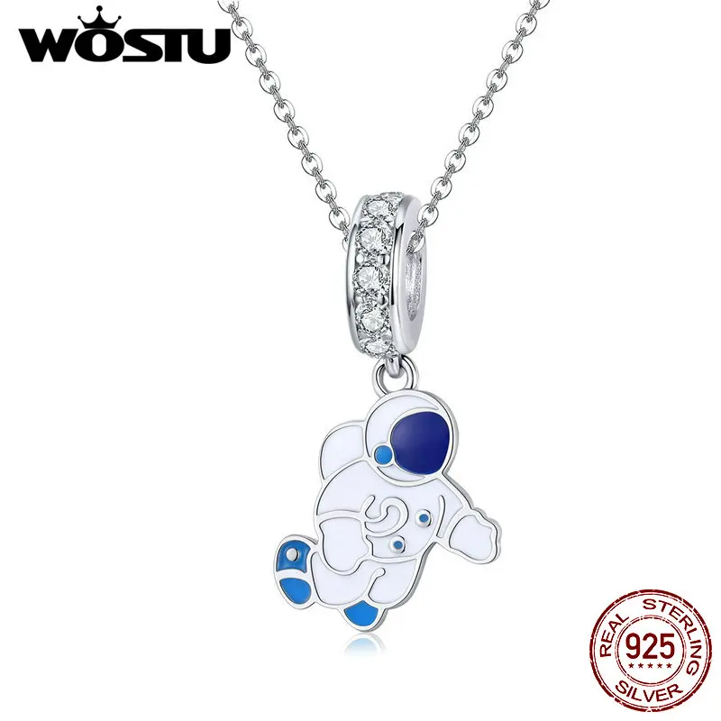 

WOSTU Original Astronaut Charm 2019 New 100% Real 925 Sterling Silver CZ Charm Fit Bracelet & Bangle Making Women Gift BKC1147
