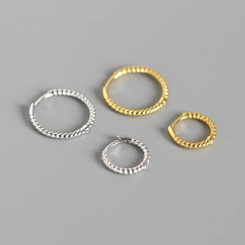 

Fengxiaoling New Fashion 925 Sterling Silver Geometric Twist Hoop Earrings Frosty Style Round Korean Earrings Jewelry