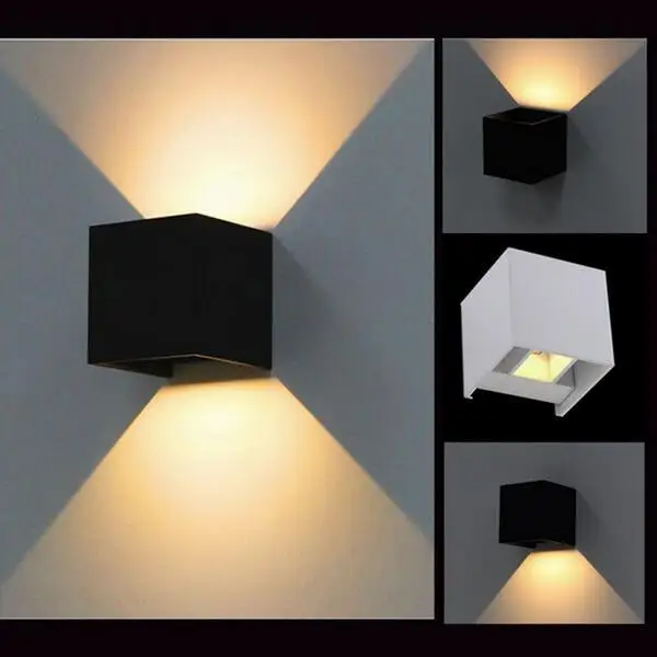Современный краткое Cube Регулируемый поверхностного монтажа 12 Вт светодиодный настенный светильник на открытом воздухе Водонепроницаемый IP65 Алюминий настенный светильник садовое освещение Бра