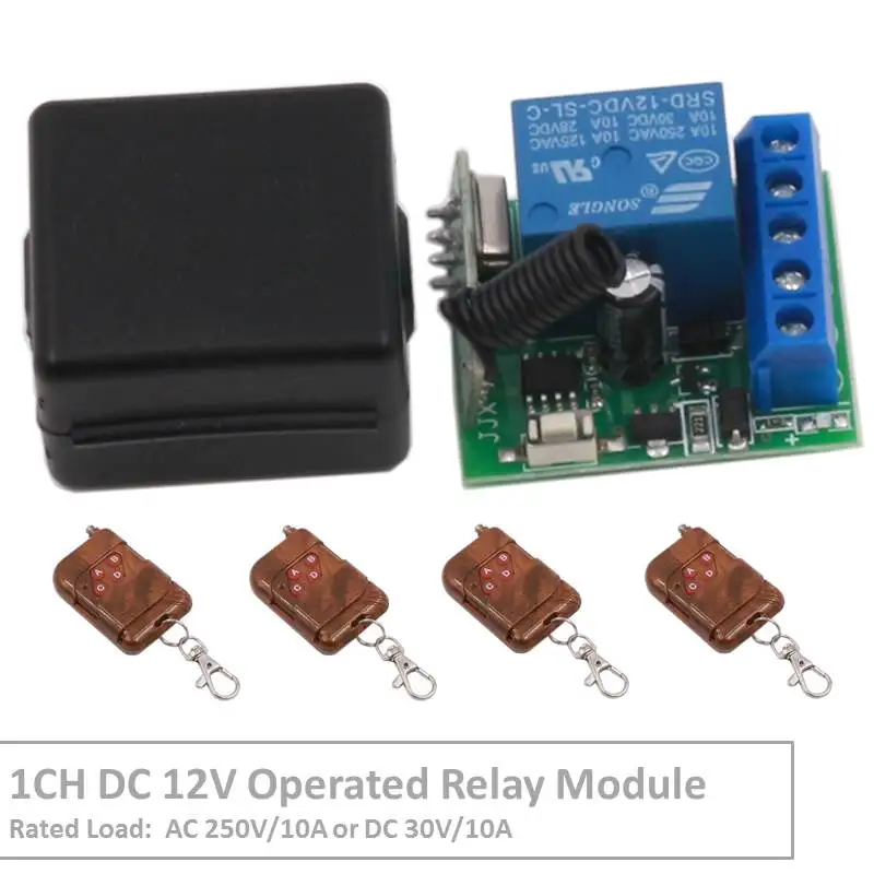 

Wireless Remote Control Switch DC 12V Operated 1CH rf 433Mhz Relay Receiver & 500m Transmitter for Remote Garden and Led Switch