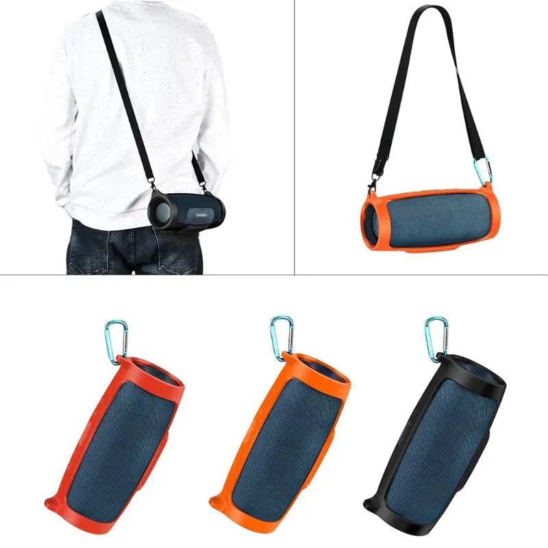 

Silicone Case Cover Skin With Strap Carabiner for Charge 4 Portable Wireless Bluetooth Speaker