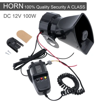 

100W 12V 3 Sound Car Emergency Siren Car Siren Air Horn Mic PA Speaker Electronic Warning Alarm Ambulance Amplifier Hooter