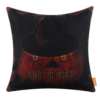 

LINKWELL 45x45cm Trick or Treat Ghost Vintage Happy Halloween Gift Present Pumpkin Festive Pillow Case Seasonal Cushion Cover