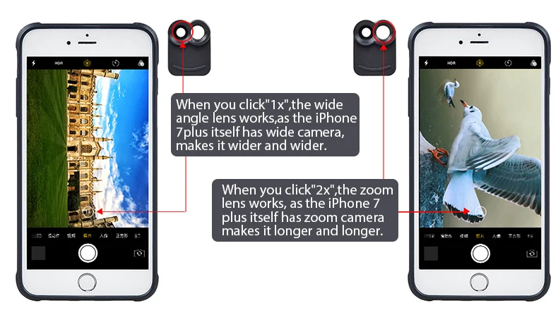 ulanzi for apple iphone 8 plus 7 plus dual phone camera lens fisheye wide angle 20x macro telescope zoom lenses with case cover