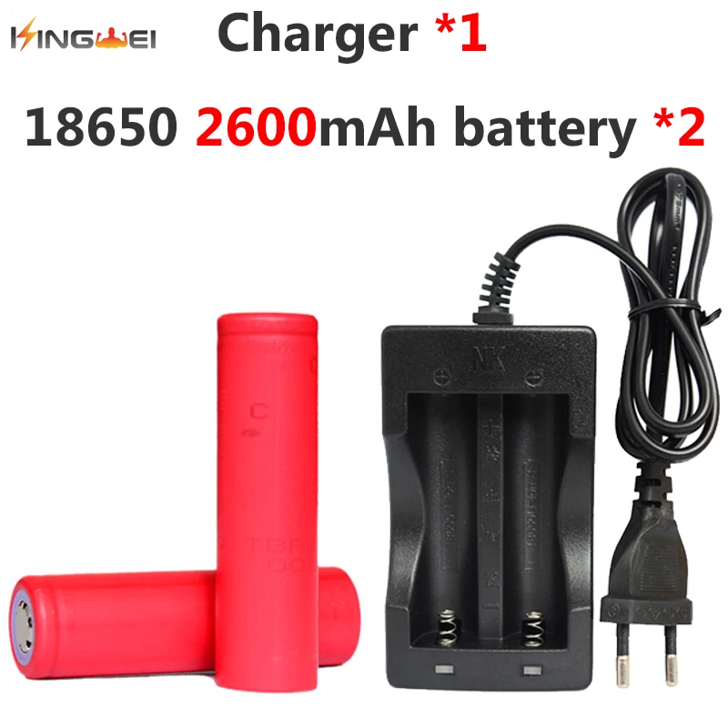 KingWei 2x18650 аккумулятор 3 7 В 2600 мАч литий ионный для Sanyo + 1 * зарядное устройство