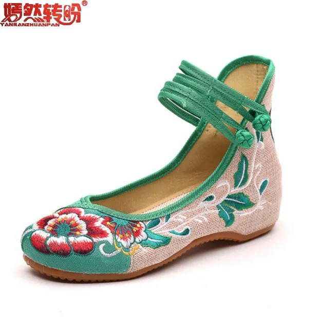 

Vintage Women Wedges Flowers Embroidery Shoes Women's Mary Jane Dancing Casual Hemp Cloth Shoes Plus Big Size 41 42 43