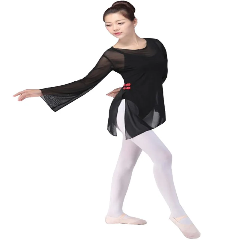 Продукт, Одежда для танцев, Женский балетный танец, Женский Классический танец, художественная гимнастика, тело, марля, танцевальная куртка с длинным рукавом - Цвет: Black micro sleeve