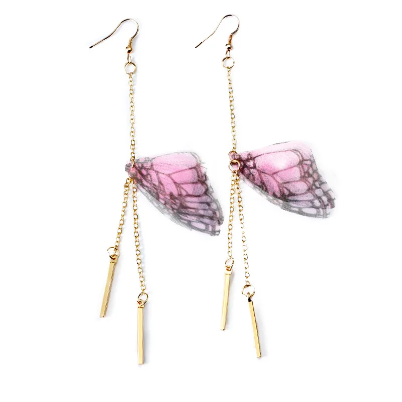 

New Chiffon Butterfly Wings Earrings Retro Popular Simple Geometric Type Temperament Ladies Earrings