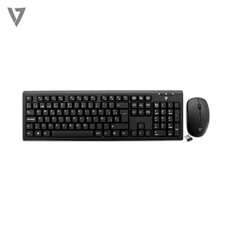 

Teclado y raton inalambrico V7 CKW200ES (Teclas de acceso directo multimedia,Teclado espanol QWERTY] Wireless Keyboard and Mouse