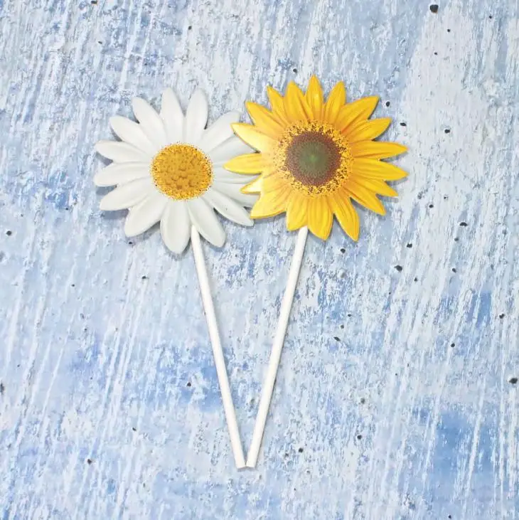 Kawaii цветы подсолнуха бумажный торт кекс Toppers Picks Детские вечерние украшения на