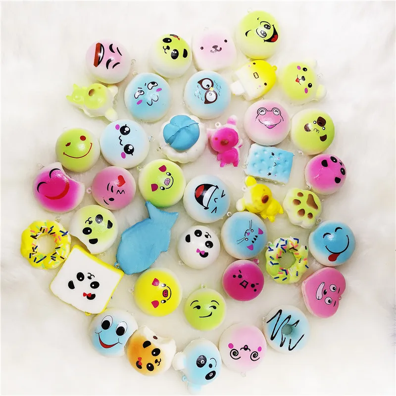 

40/30/20/10pcs Squishy Toy Hand Pinch Slow Rising Simulation Panda Cake Dessert Phone Straps Decoration Gift to Release Stress
