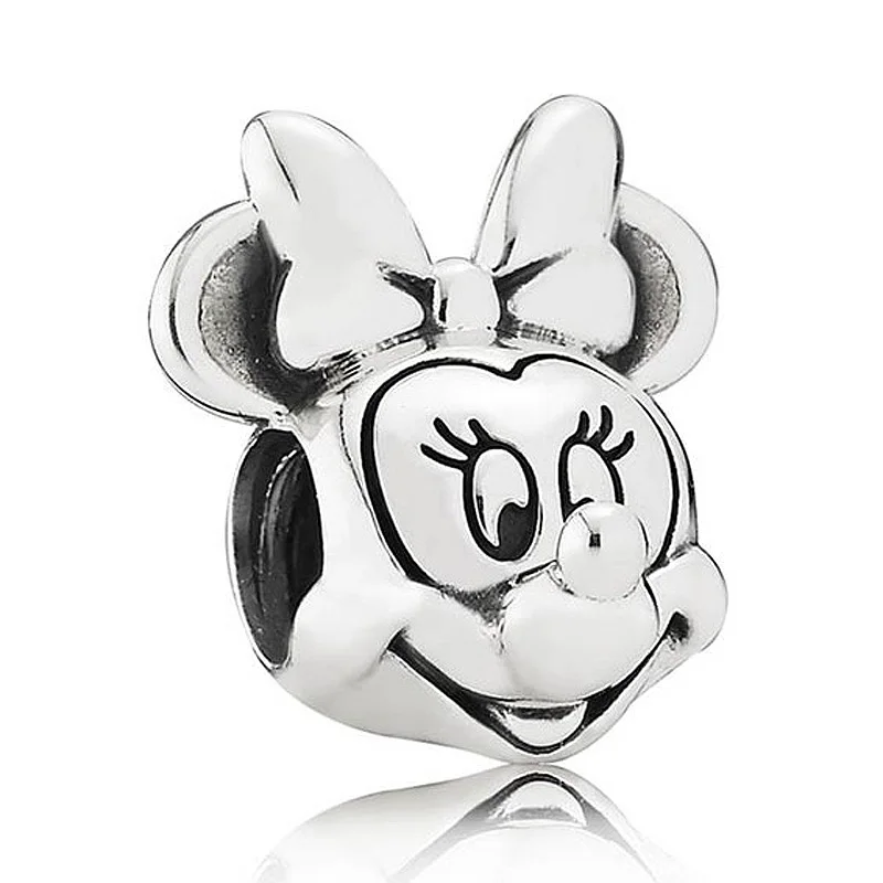 

Authentic 925 Sterling Silver Bead Charm Cute Minnie Mouse Portrait Beads Fit Women Pandora Bracelet Bangle Diy Jewelry