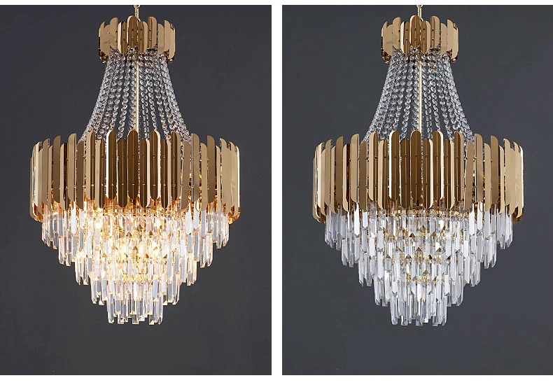 Современный роскошный блестящий титановый золотой Стальной светодиодный подвесной светильник с кристаллами K9, светодиодный подвесной светильник, освещение Fxiture Lamparas