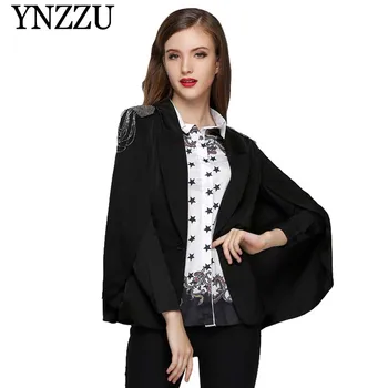 

Brand Luxury Chain Cloak Blazer Women 2019 Spring New England Style White Black Slim Women Blazer Coat Elegant OL Workwear AO849