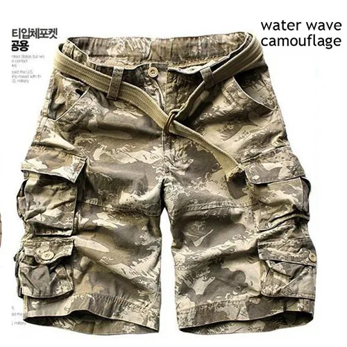 Высокое качество Летний стиль хлопок камуфляж тактические военные мужские Мульти карман Карго короткие брюки размера плюс S-XXXL - Цвет: water wave camouflag