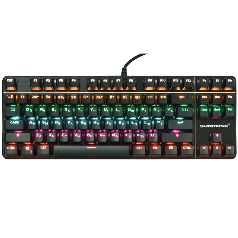 SUNROSE RGB оборудование для кабеля зеленая ось 87 keyрусский/английский Клавиатура |