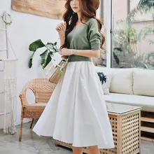 Dabuwawa Spring Women V-Neck Spliced Knitted Dress 2019 New Batwing Sleeve Fashion Chic Elegant Midi Dresses for Girls DN1ADR024 Dabuwawa Spring Women V-Neck Spliced Knitted Dress 2019 New Batwing Sleeve Fashion Chic Elegant Midi Dresses for Girls DN1ADR024