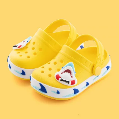 Детские тапочки; коллекция года; летние детские сандалии для мальчиков; тапочки; сандалии для девочек; детская обувь с отверстиями; нескользящая пляжная обувь - Цвет: yellow5
