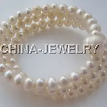 Красивая 6 мм белый браслет пресноводного жемчуга благородный стиль Природный тонкой jewe Быстрая