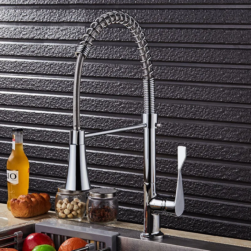 Kitchen Faucets Brass Chrome Brushed Silver Bathroom Basin Faucet Single Handle Single Hole Sink