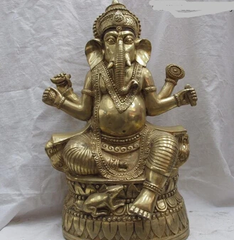

shitou 001305 18 Tibet Buddhism Temple Bronze Copper Gild Elephant God of wealth Buddha Statue