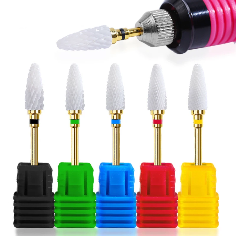 

1PC Nail Cone Tip Ceramic Drill Bits Electric Cuticle Clean Rotary For Manicure Pedicure Grinding Head Sander Tool TSLM2