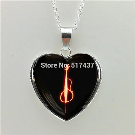 Новая Винтажная скрипка Сердце ожерелье Музыкальные инструменты подвеска саксофон сердце ювелирные изделия в форме сердца ожерелье HZ3 - Окраска металла: 16